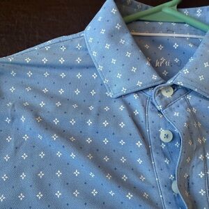 Blue Johnnie-O polka dot polo